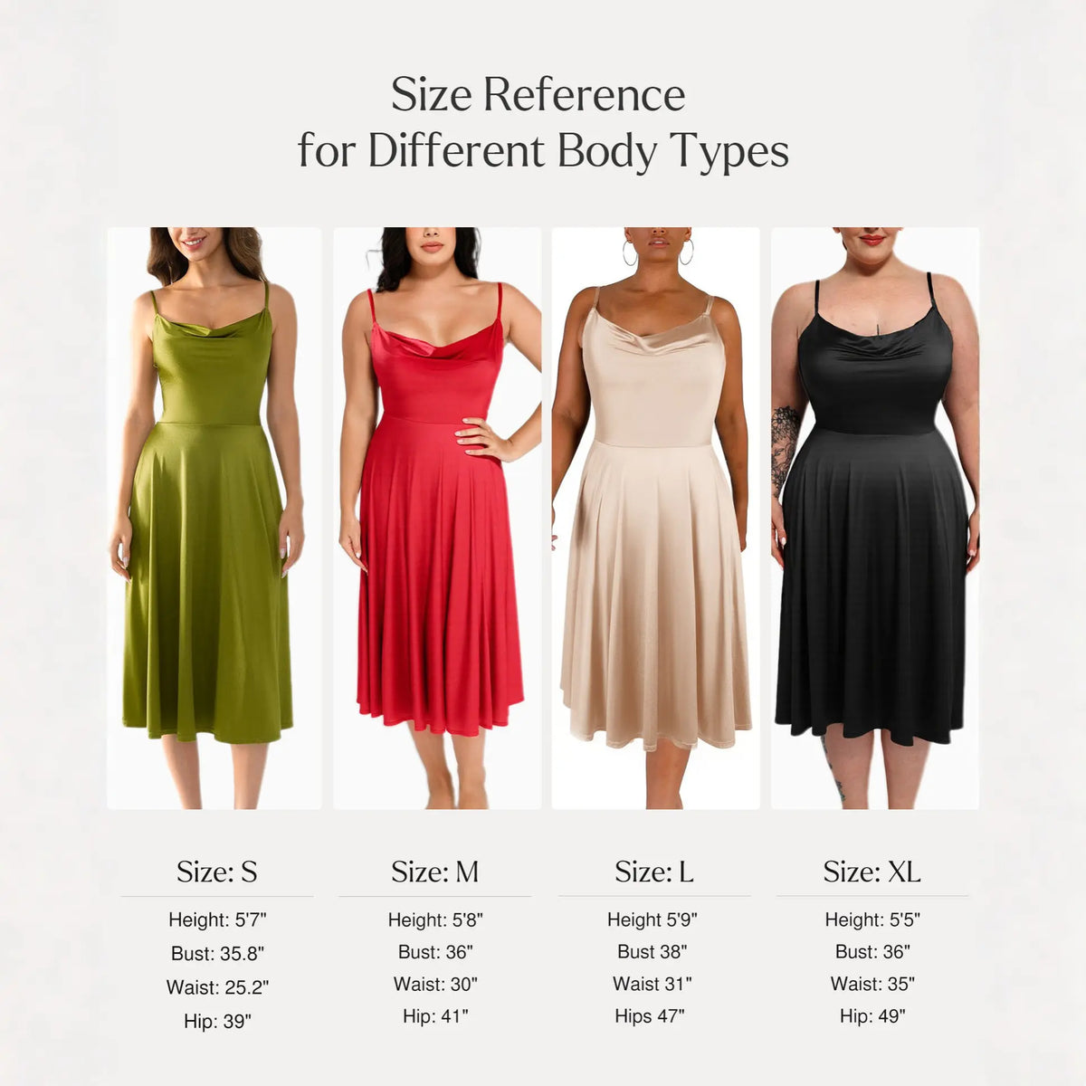 Popilush Spaghetti Strap Cowl Neck Midi Swing Dress Casual Breathable Elastic Fabric for Everyday Womenswear Feminine Adjustable Mesh SohoChic