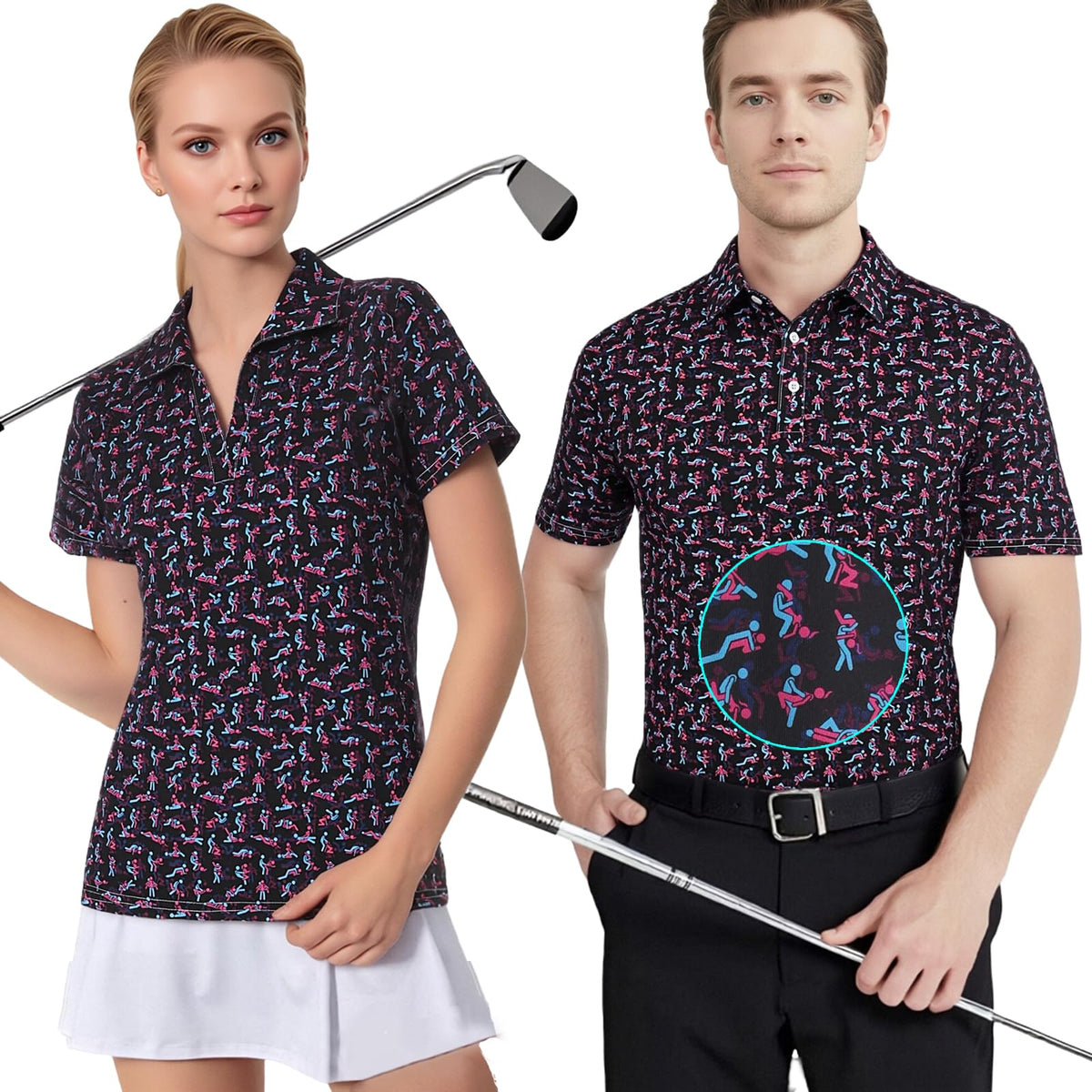 Matching Golf Shirts for Couples Funny Golf Polo Shirts for Men Women Couples Matching Outfits Short Sleeve Golf Polos