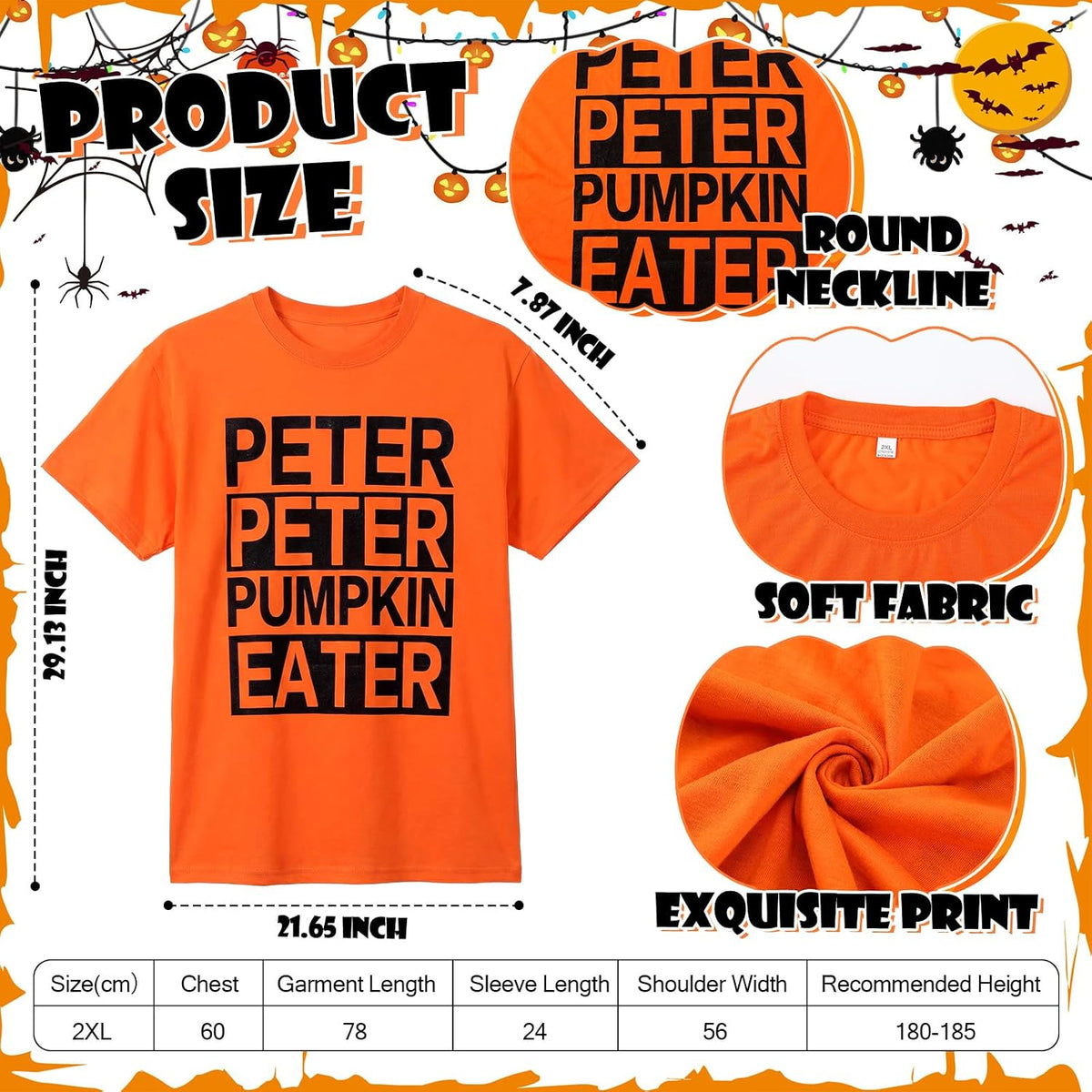 Mepase 4 Pcs Couples Funny Halloween Pumpkin Costume for Adult,Pumpkin