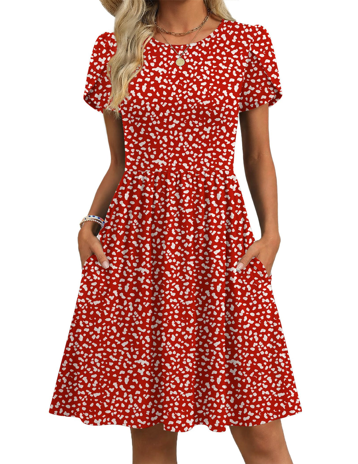 Zeagoo Women Summer Dress 2026 Short Sleeve Aline Mini Dresses with Pockets Casual Swing Tshirt Dress Vocation Beach Sundress