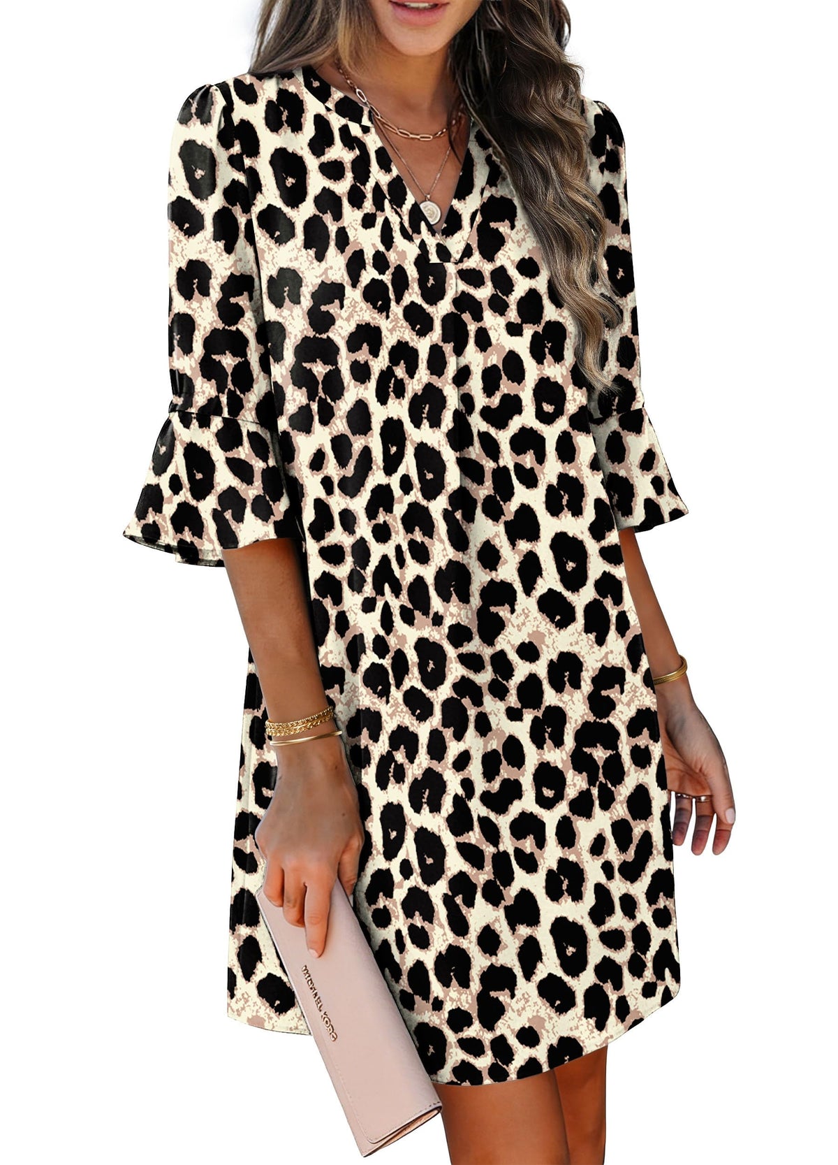 RUMIA Shift Dress for Women Ruffle Sleeve Loose Casual Dress