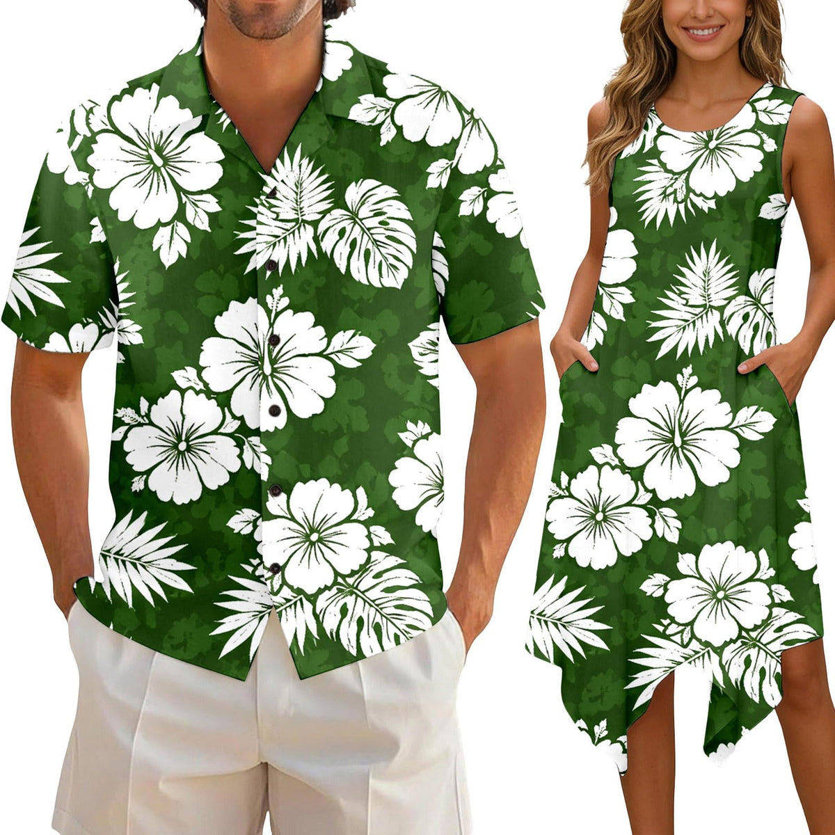 Matching Hawaiian Outfits for Couples Beach Vacation Tropical Print Women