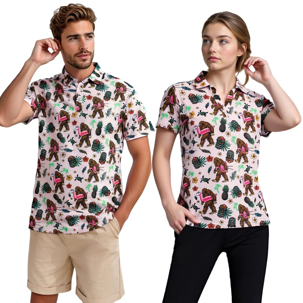 Matching Golf Shirts for Couples Funny Golf Polo Shirts for Men Women Crazy Fun Polo Shirts Couples Matching Outfits