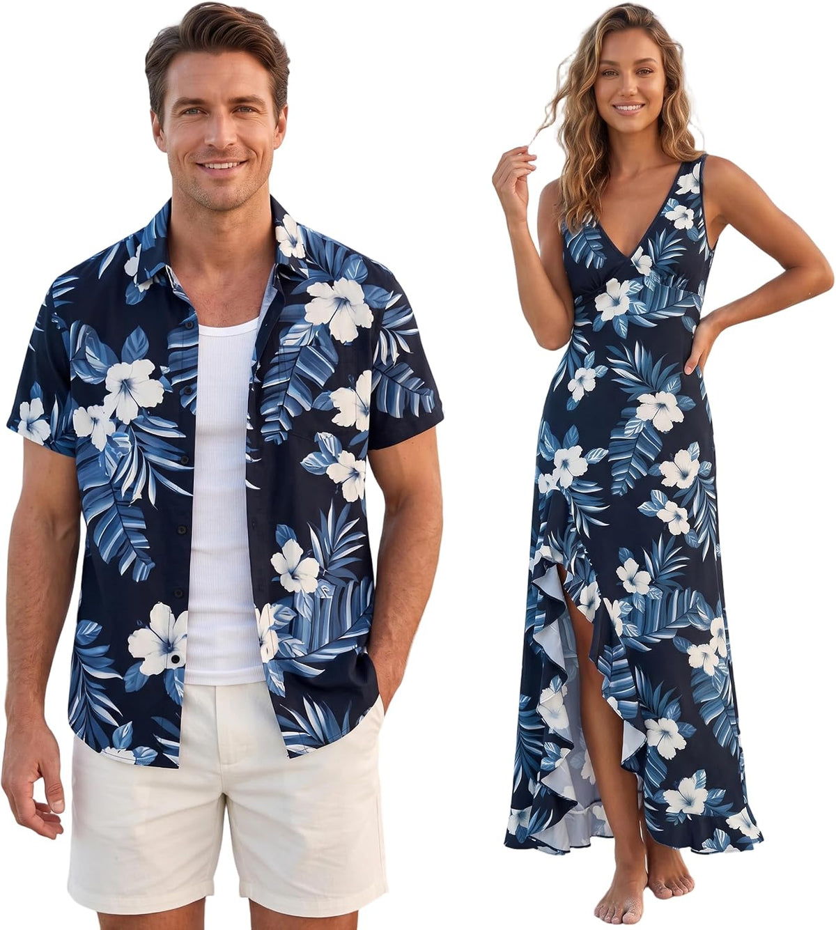 DRESSFO Couples Hawaiian Vacation Set