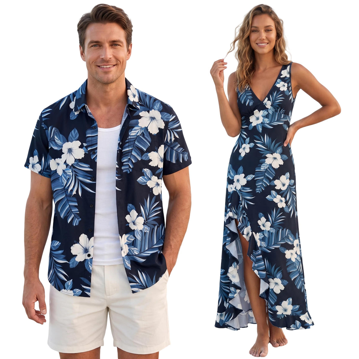 DRESSFO Couples Hawaiian Vacation Set