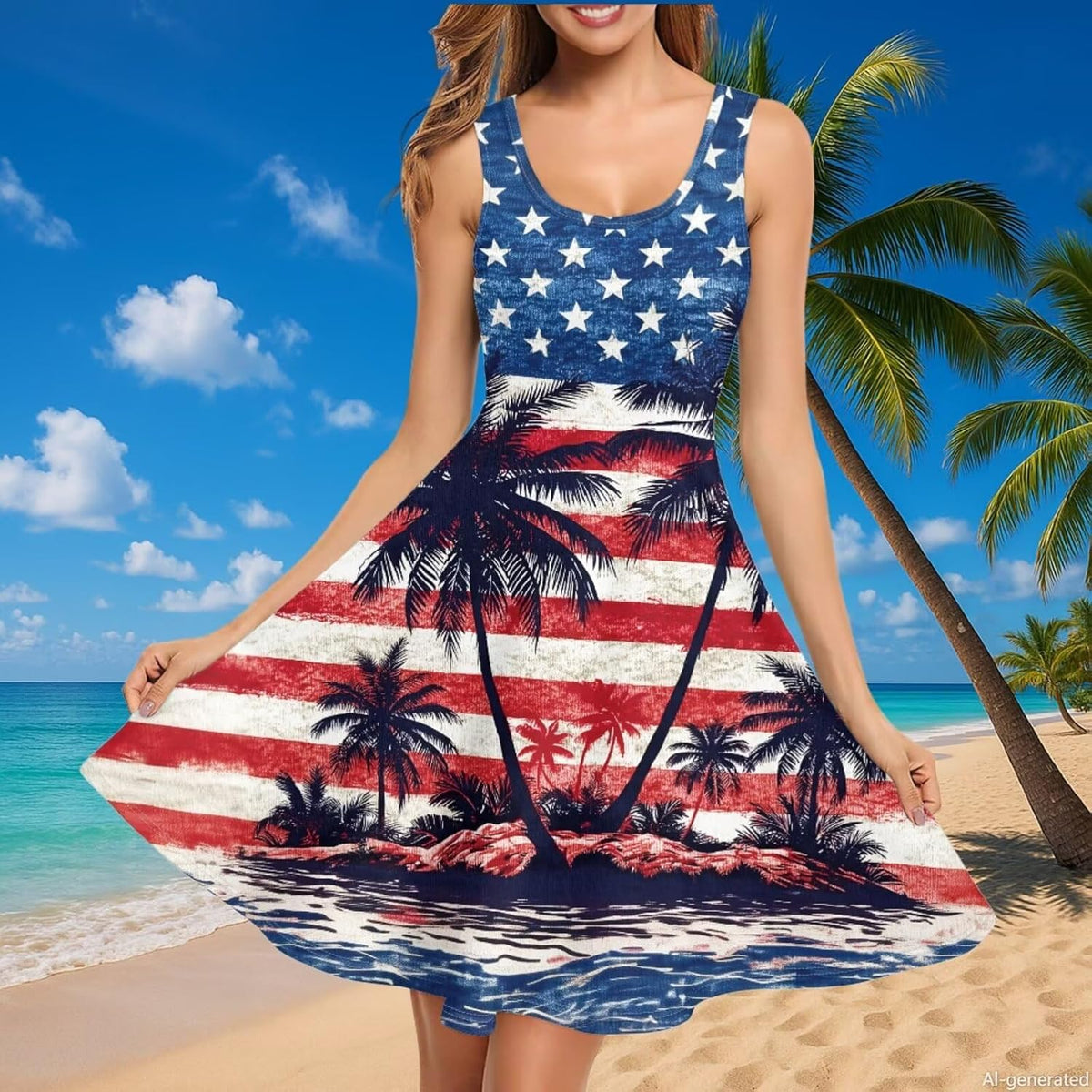 Cozeyat Independence Day Matching Outfits for Couples Mens Short Sleeve Button Down Shirts Womens Sleeveless Dress