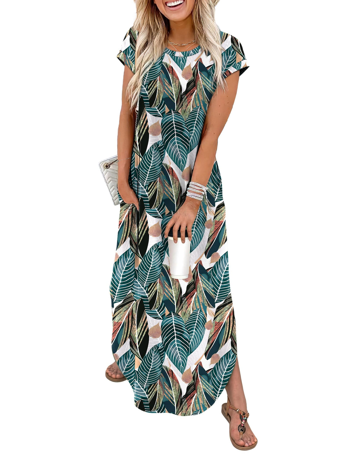WIHOLL Summer Dresses Cap Sleeve Crewneck Maxi Long Casual Dress with Pockets Beach Vacation Sundresses 2026 Trendy