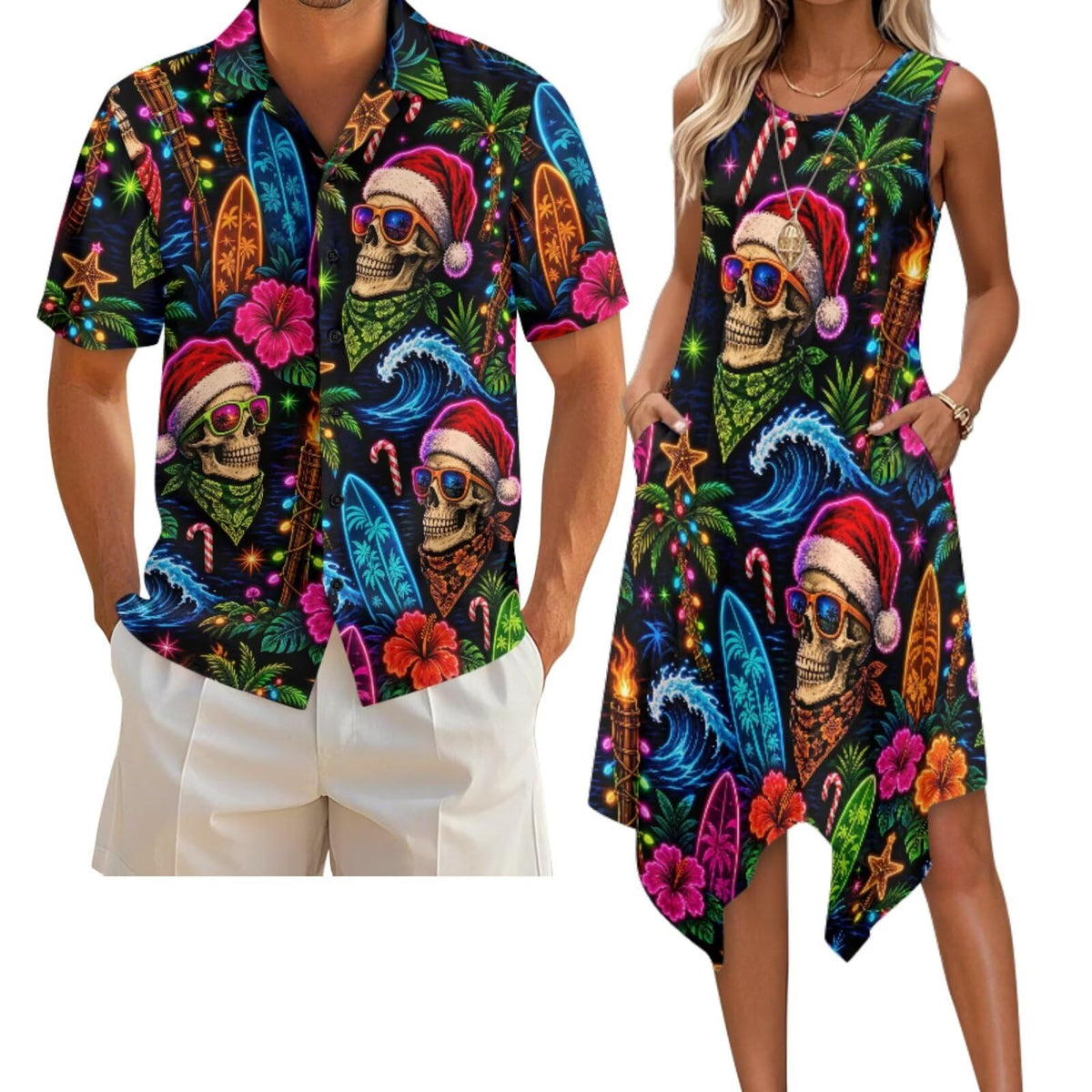 Belidome Couples Matching Outfits Husband and Wife Clothes Sleeveless Dress Button Down Short Sleeve Shirts