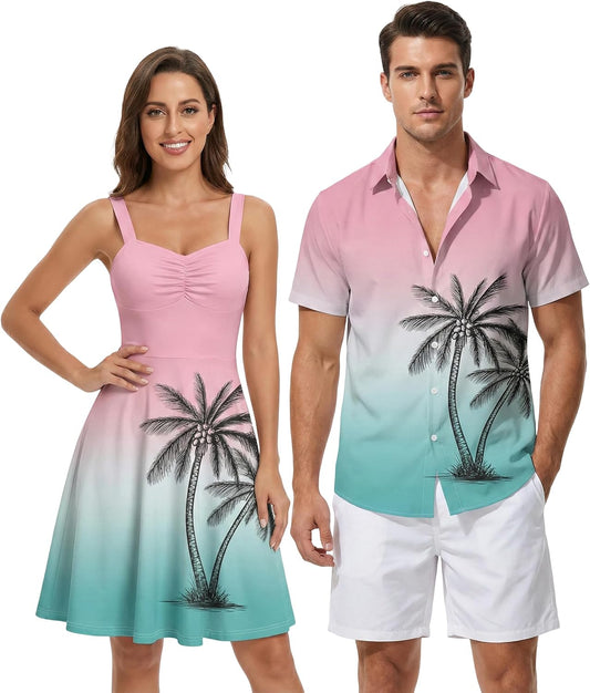 DRESSFO Couples Palm Vacation Set