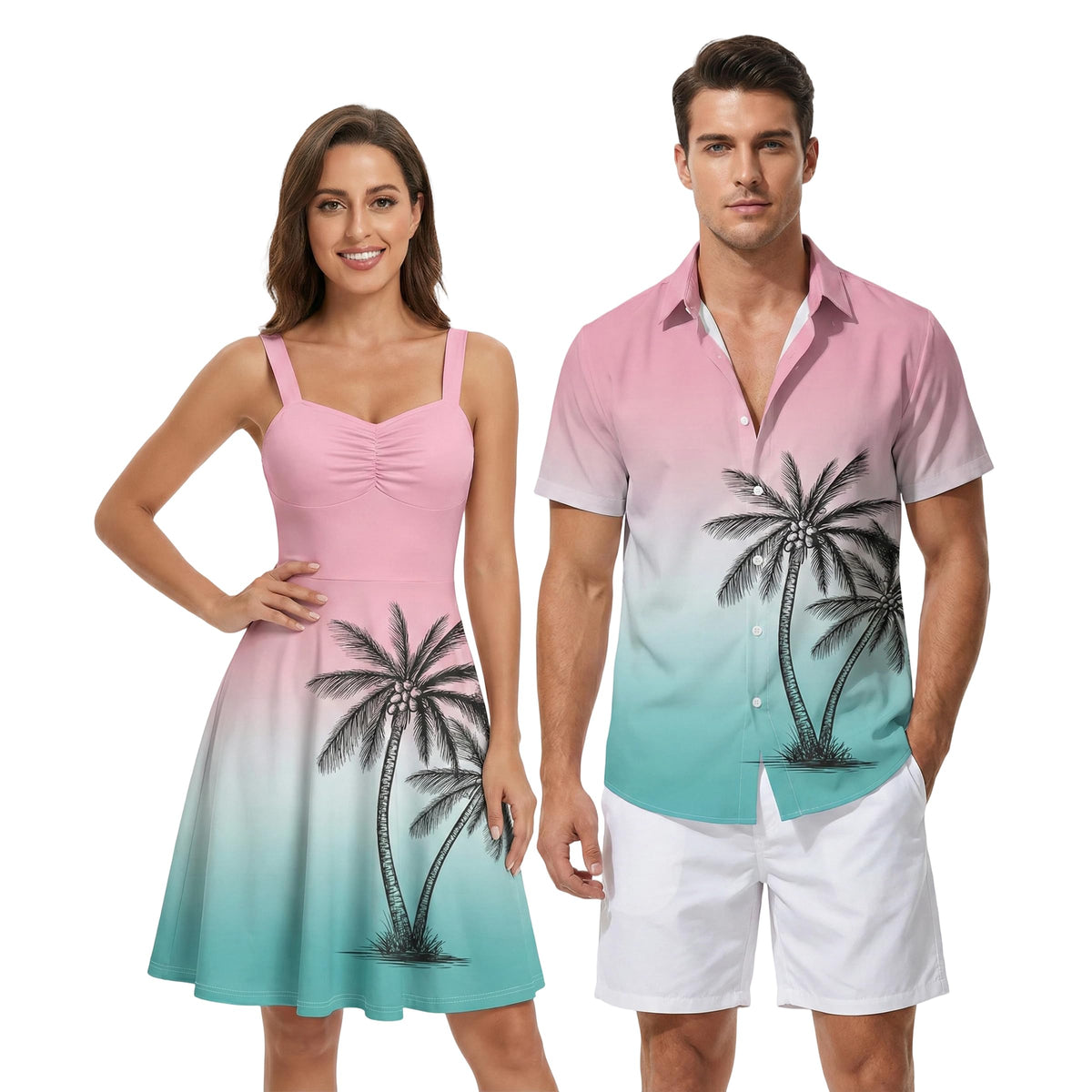 DRESSFO Couples Palm Vacation Set
