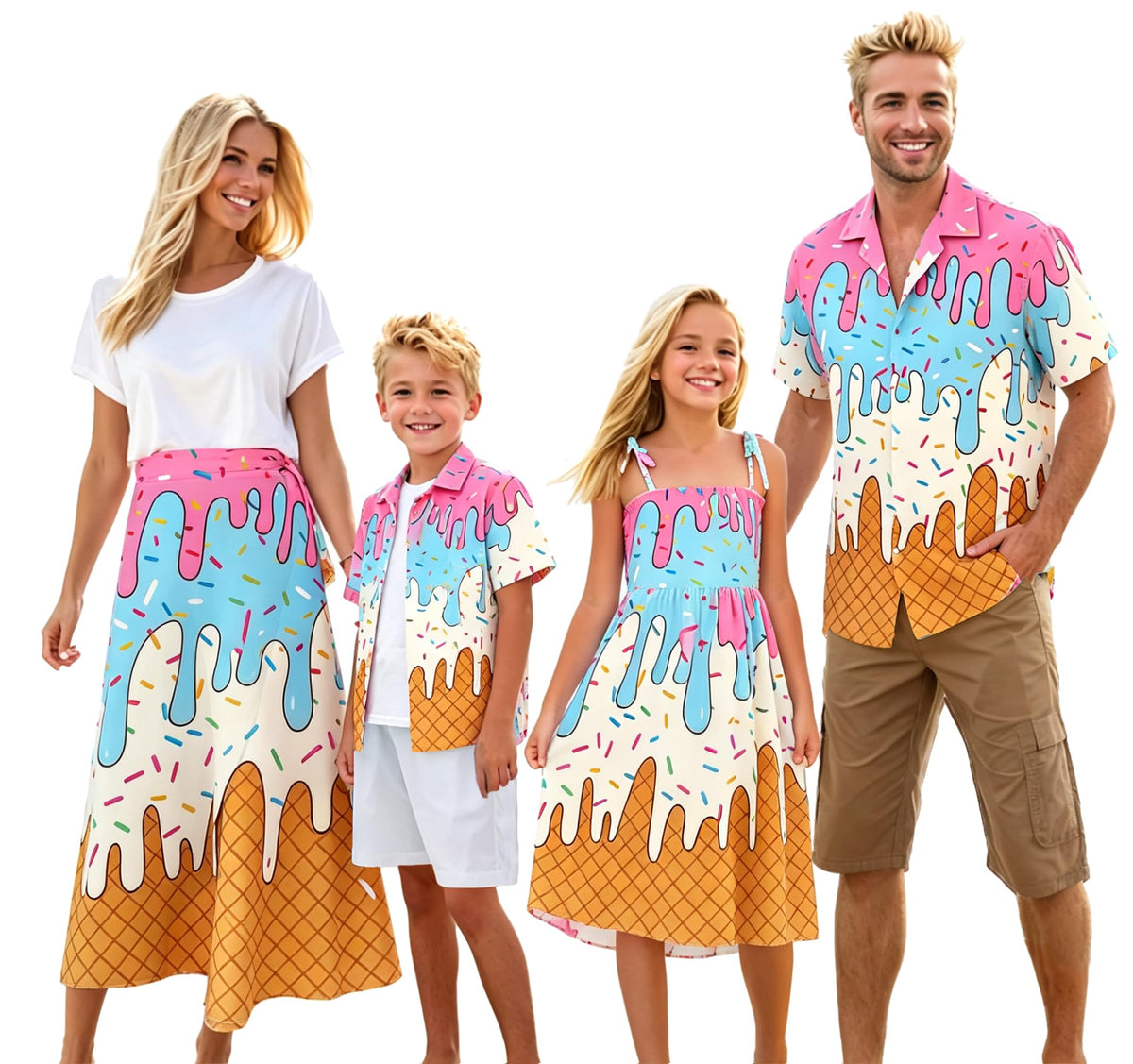 Cromoncent Matching Hawaiian Outfits for Family, Dad and Son Matching Luau Beach Tropical Shirts Mommy Daughter Tropical Sets