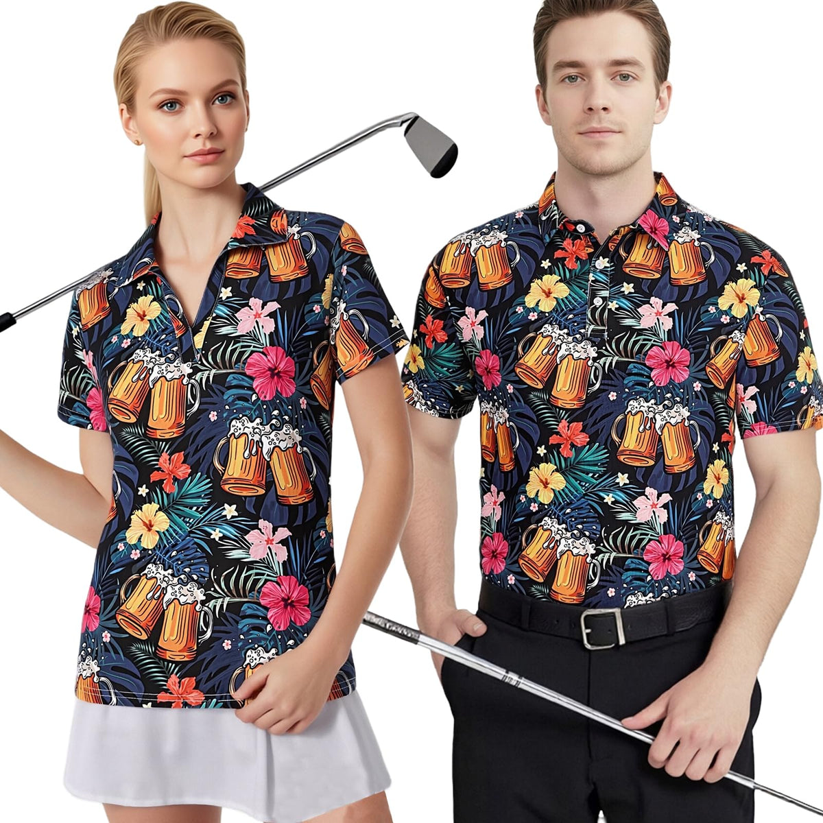 Matching Golf Shirts for Couples Funny Golf Polo Shirts for Men Women Couples Matching Outfits Short Sleeve Golf Polos