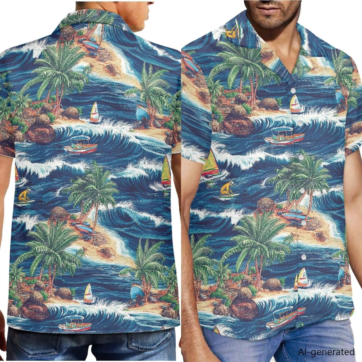 Hawaiian Couples Matching Shirt for Men Women Hawaii Outfit for Husband and Wife Beach Vacation Button Down Shirt