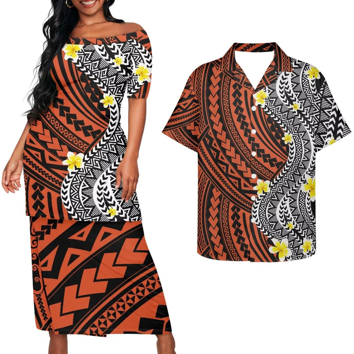 Samoa Couple Outfit Puletasi Samoa Dress Polynesian Shirts for Men Puletasi Samoan Traditional Dress Hawaiian