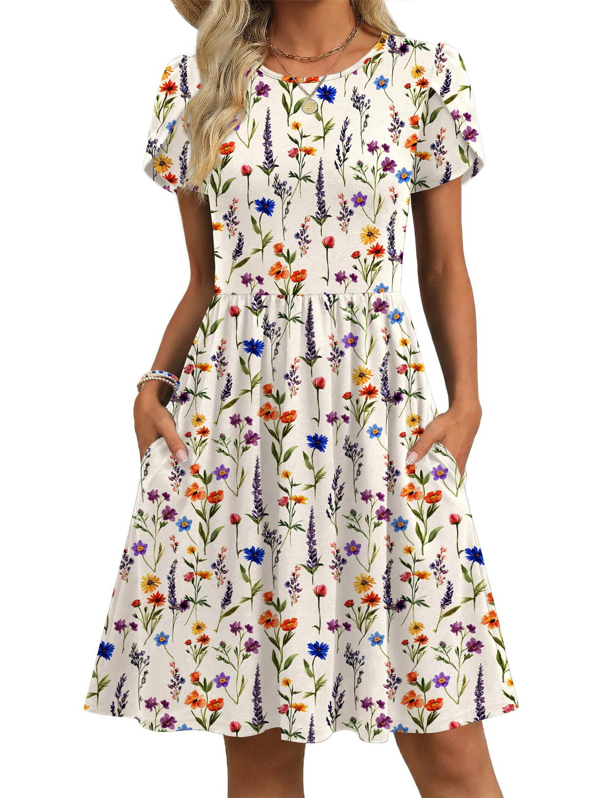 Zeagoo Women Summer Dress 2026 Short Sleeve Aline Mini Dresses with Pockets Casual Swing Tshirt Dress Vocation Beach Sundress