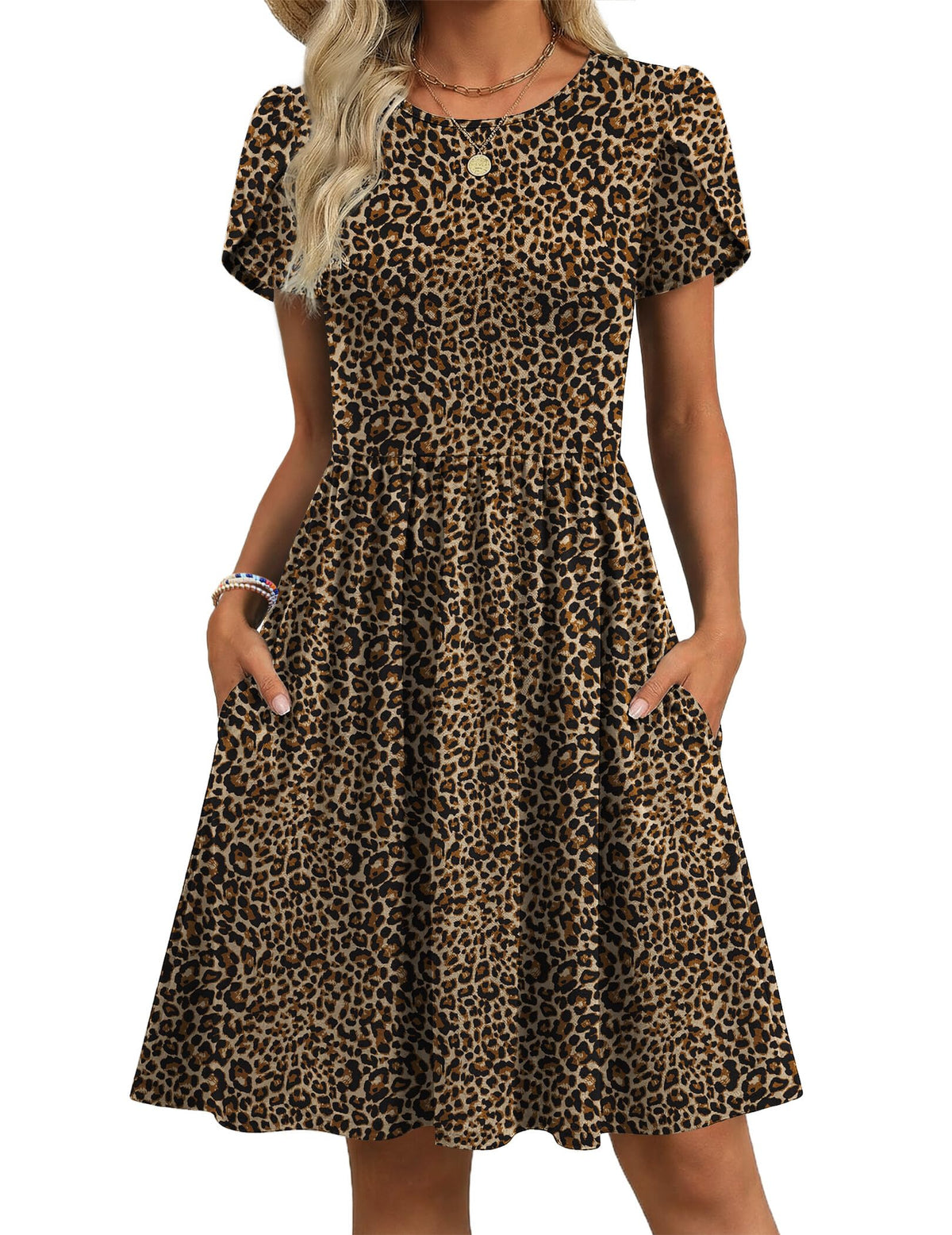 Zeagoo Women Summer Dress 2026 Short Sleeve Aline Mini Dresses with Pockets Casual Swing Tshirt Dress Vocation Beach Sundress