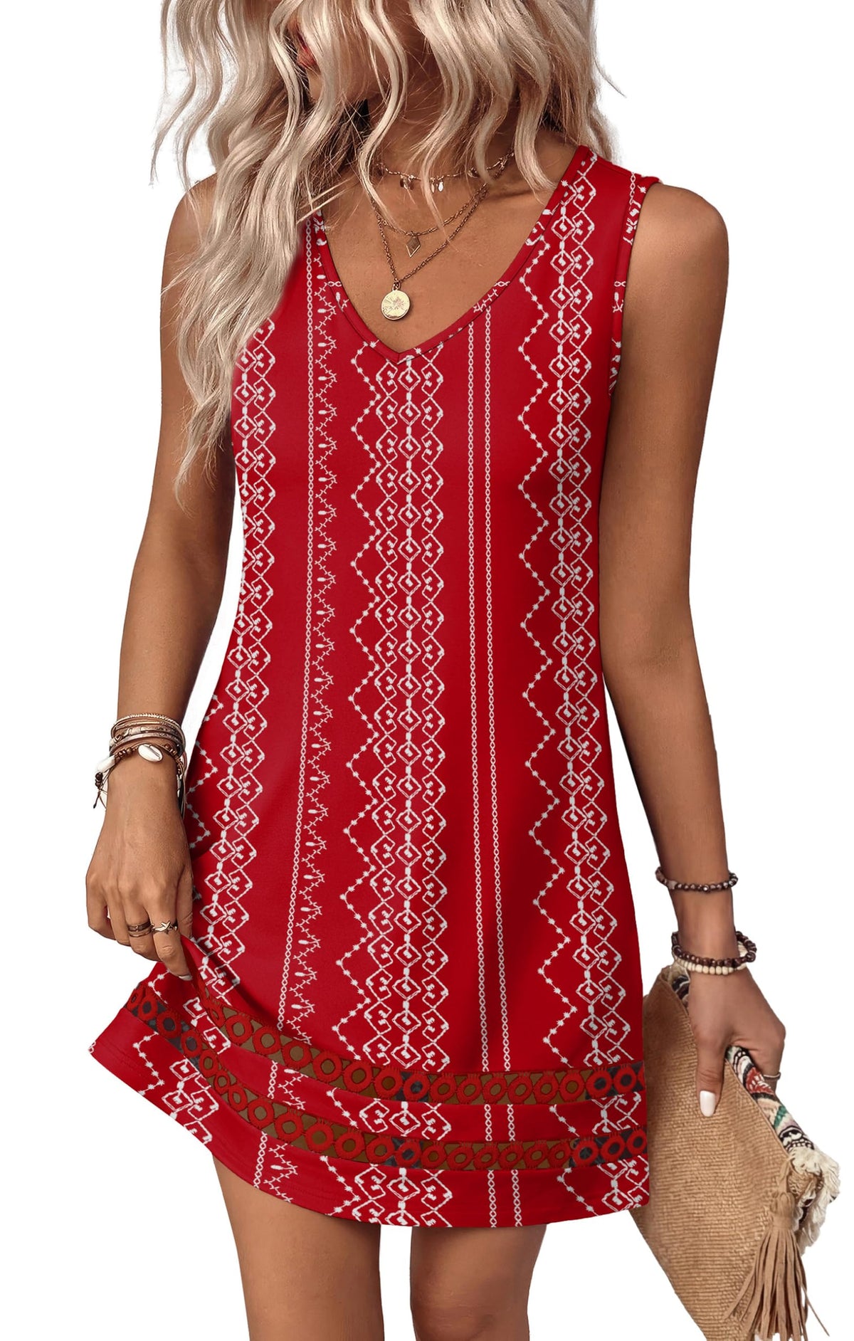 Summer Dresses for Women 2026 V Neck Sleeveless Lace Boho Dress Elegant Classy Spring Beach Vacation Outfits