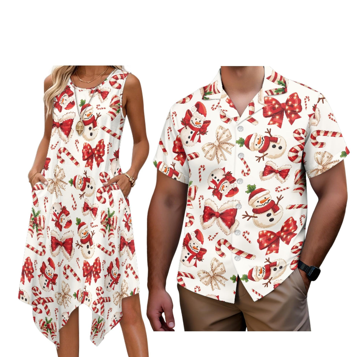 Matching Hawaiian Outfits for Couples Womens Asymmetrical Midi Dress Mens Beach Shirts Short Sleeve Button Up Shirt