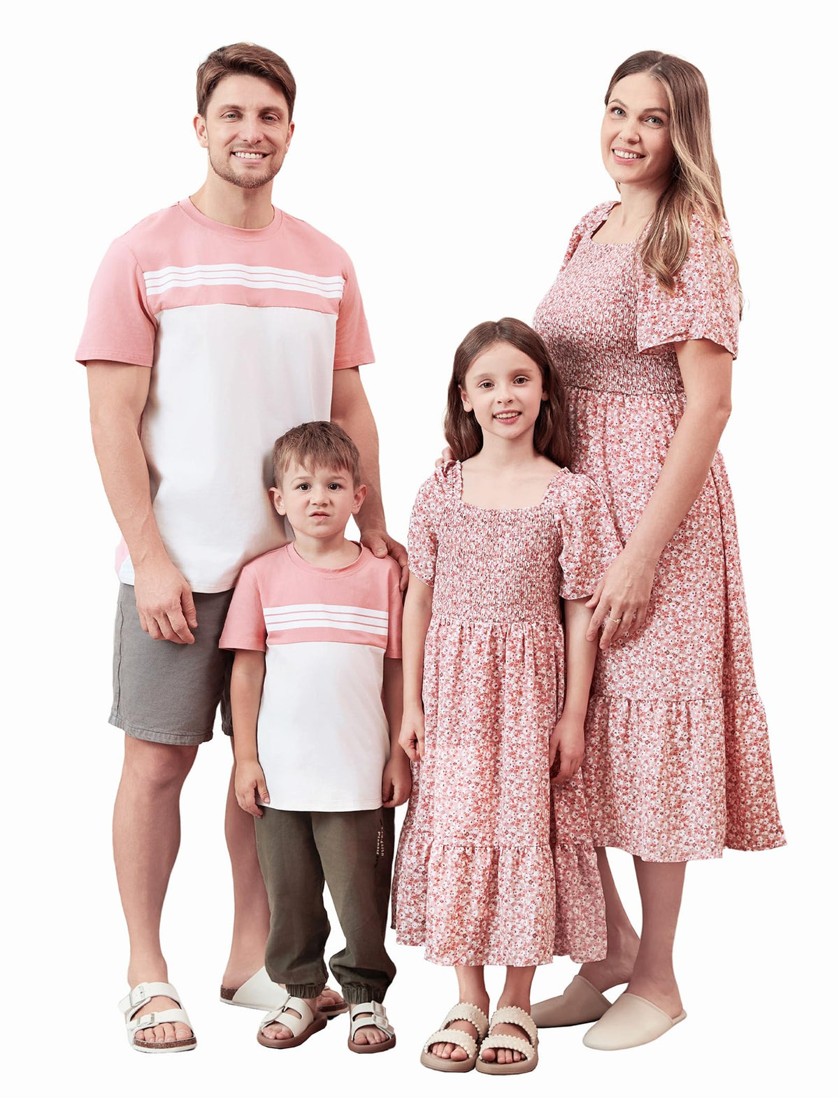 PATPAT Family Matching Outfits Mommy and Me Dresses Floral Dress & T-Shirts
