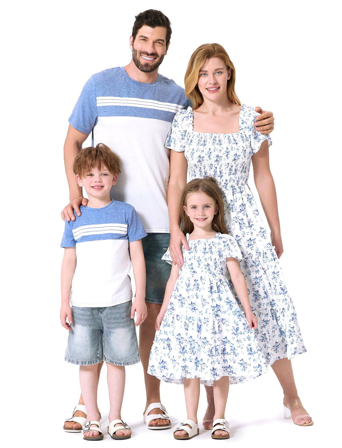 PATPAT Family Matching Outfits Mommy and Me Dresses Floral Dress & T-Shirts