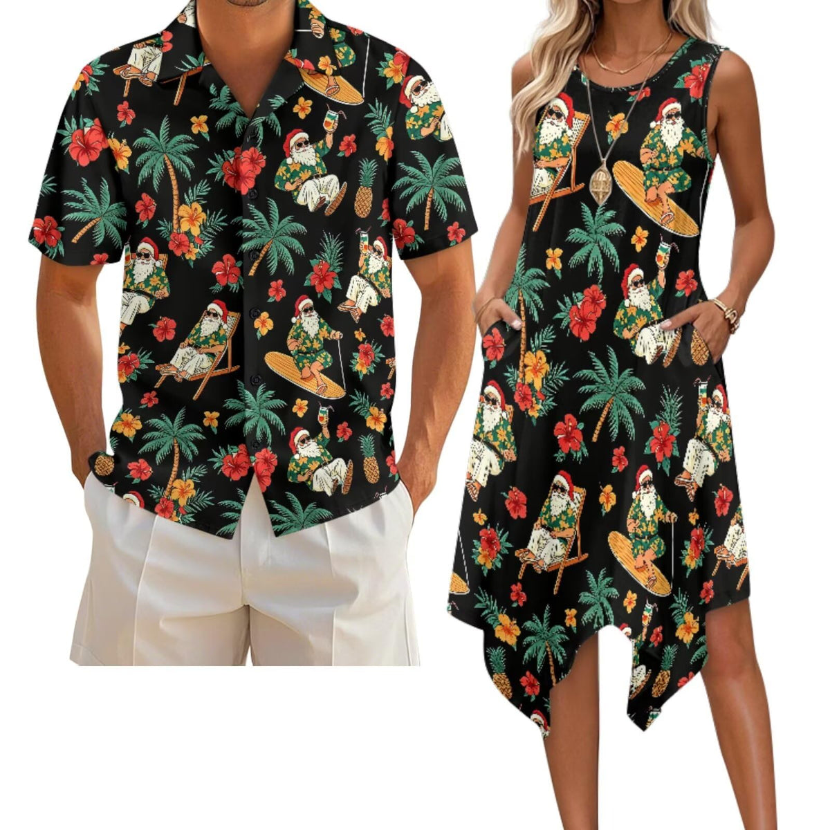 Belidome Couples Matching Outfits Husband and Wife Clothes Sleeveless Dress Button Down Short Sleeve Shirts