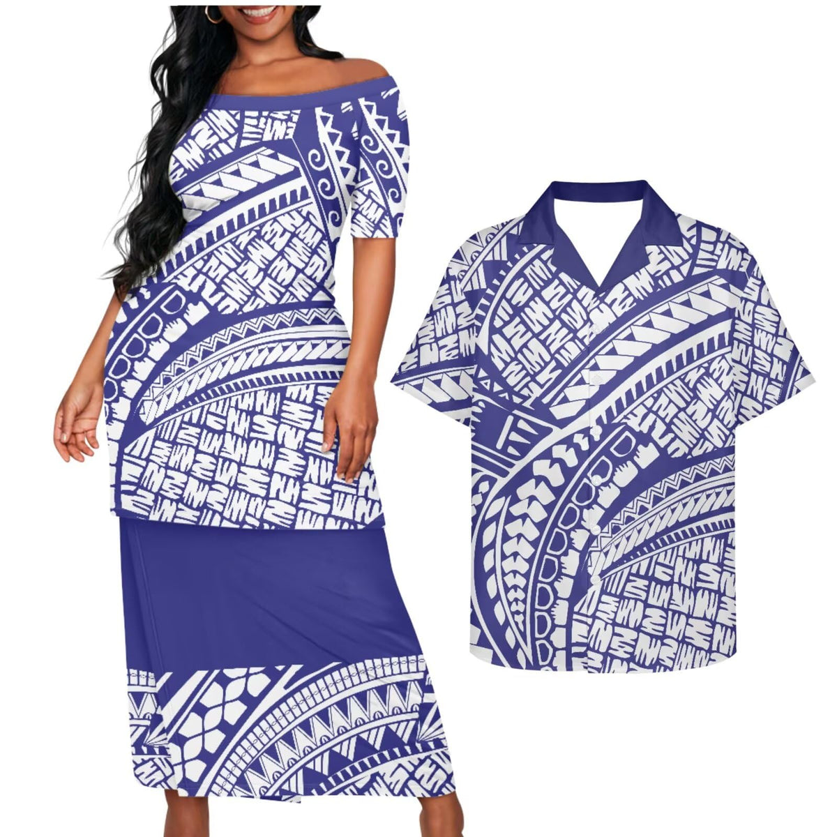 Samoa Couple Outfit Puletasi Samoa Dress Polynesian Shirts for Men Puletasi Samoan Traditional Dress Hawaiian