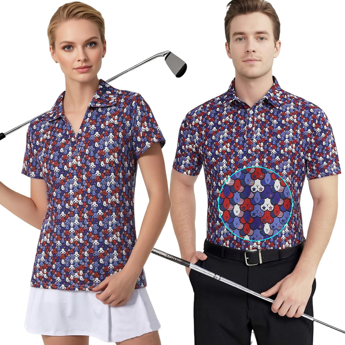 Matching Golf Shirts for Couples Funny Golf Polo Shirts for Men Women Couples Matching Outfits Short Sleeve Golf Polos