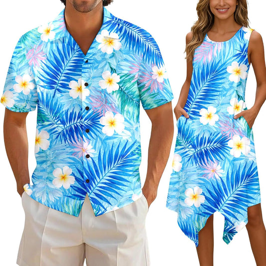 Matching Hawaiian Outfits for Couples Beach Vacation Tropical Print Women