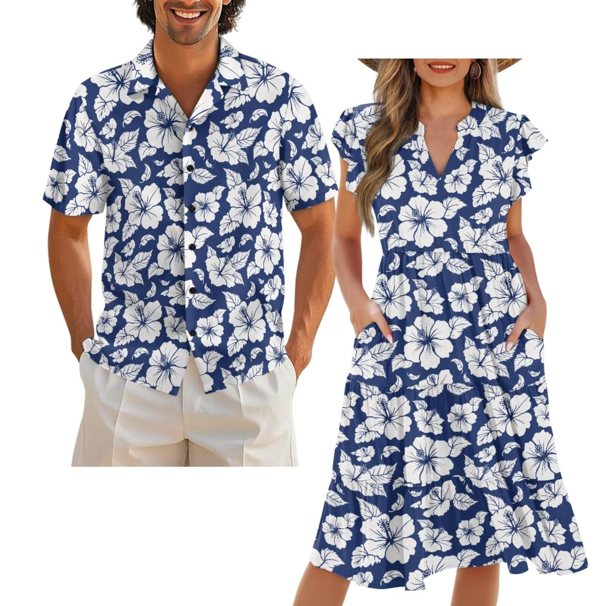 Matching Hawaiian Outfits for Couples Matching Tropical Outfits Vacation Clothes Womens Summer Dresses Mens Shirts