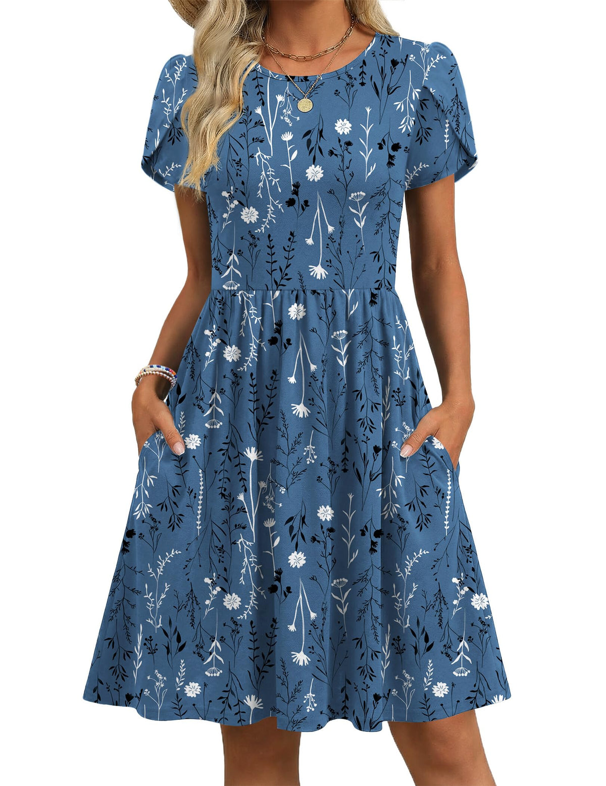 Zeagoo Women Summer Dress 2026 Short Sleeve Aline Mini Dresses with Pockets Casual Swing Tshirt Dress Vocation Beach Sundress