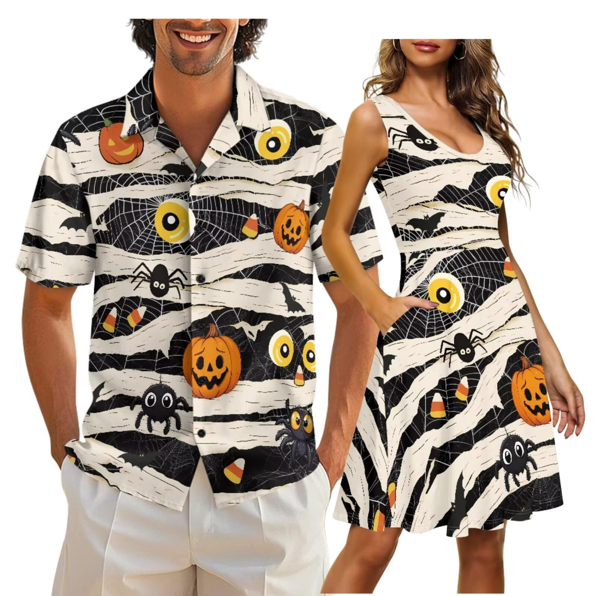 Cozeyat Independence Day Matching Outfits for Couples Mens Short Sleeve Button Down Shirts Womens Sleeveless Dress