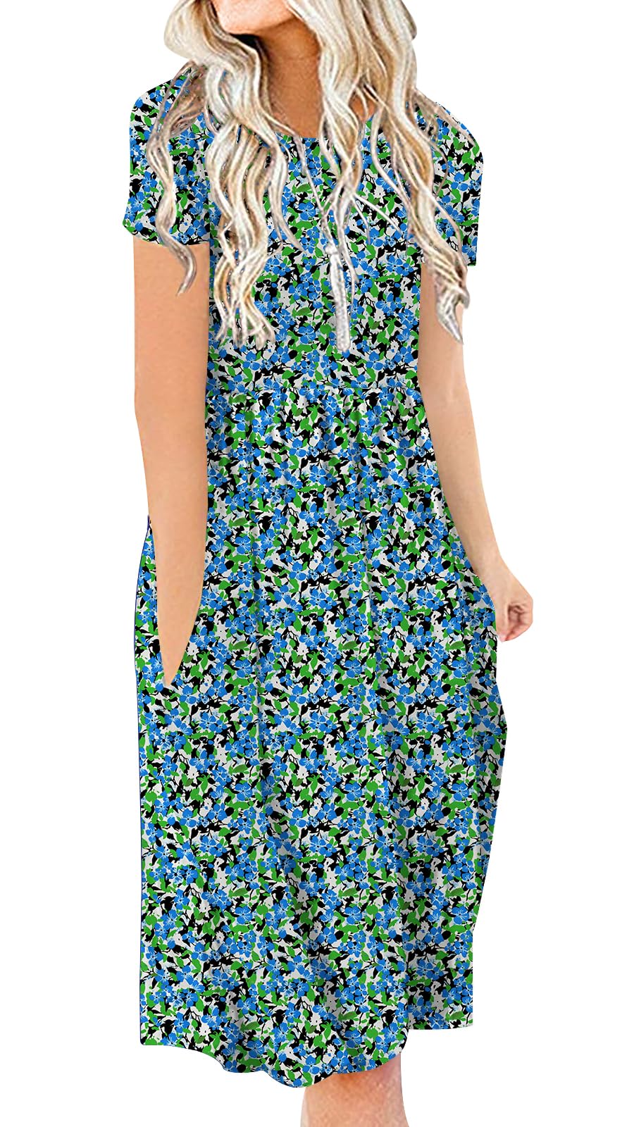 DB MOON Women Summer Casual Short Sleeve Dresses Empire Waist Dress