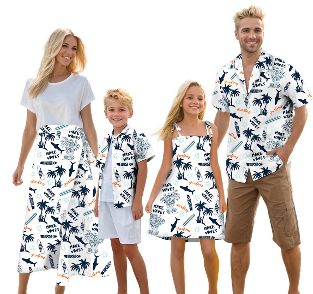 Cromoncent Matching Hawaiian Outfits for Family, Dad and Son Matching Luau Beach Tropical Shirts Mommy Daughter Tropical Sets