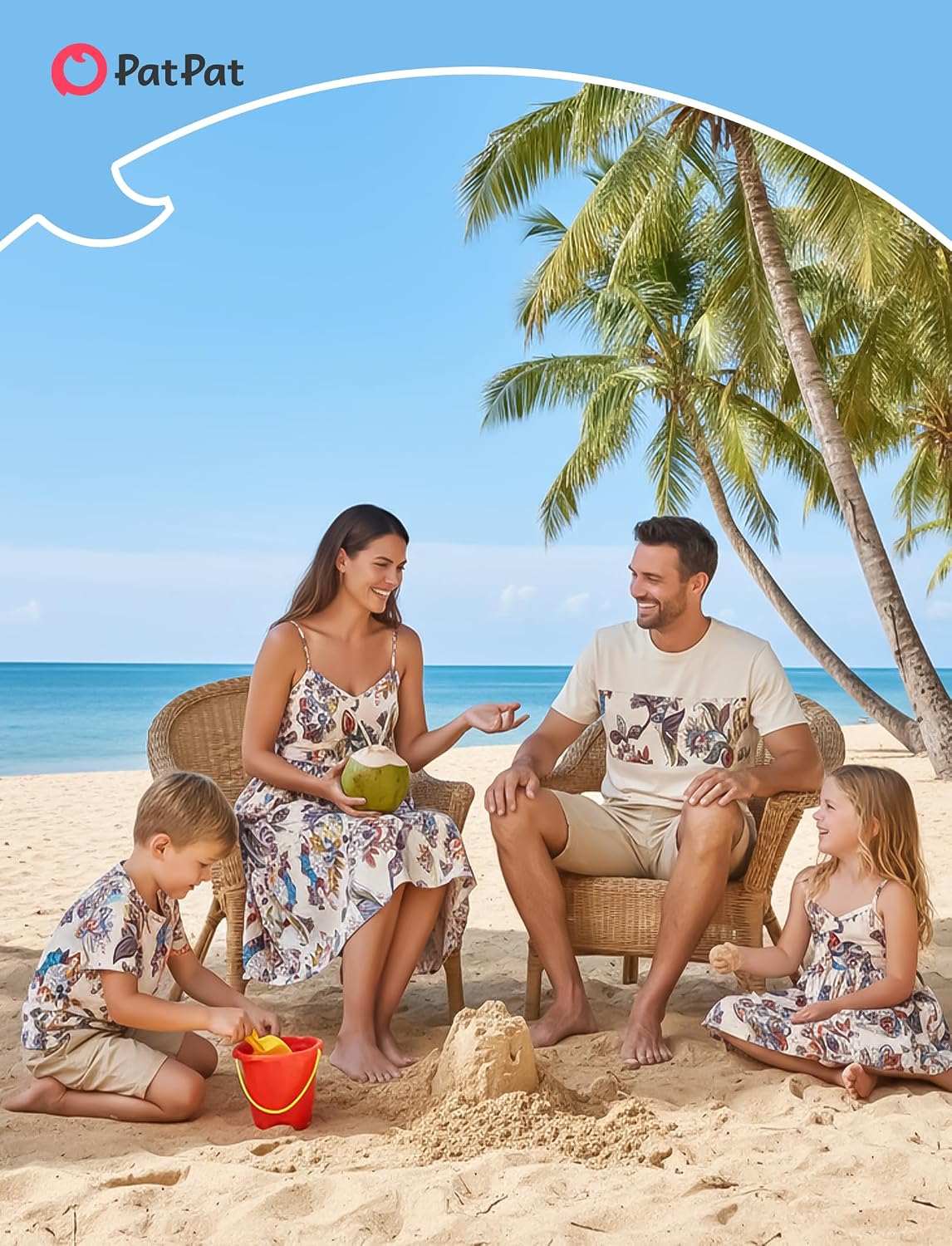 PATPAT Matching Hawaiian Outfits for Family Summer Dress & Tee Sets