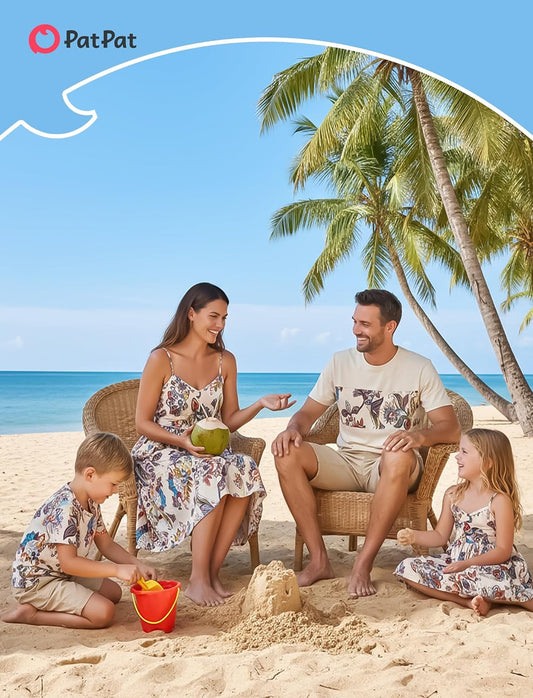 PATPAT Matching Hawaiian Outfits for Family Summer Dress & Tee Sets