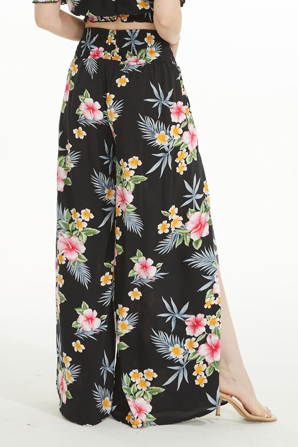 Matchable Couple Hawaiian Shirt or Top & Pants Hibiscus Black