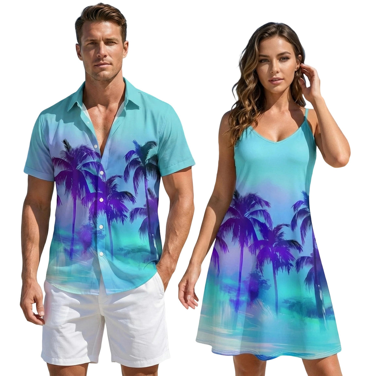 DRESSFO Couples Palm Vacation Set