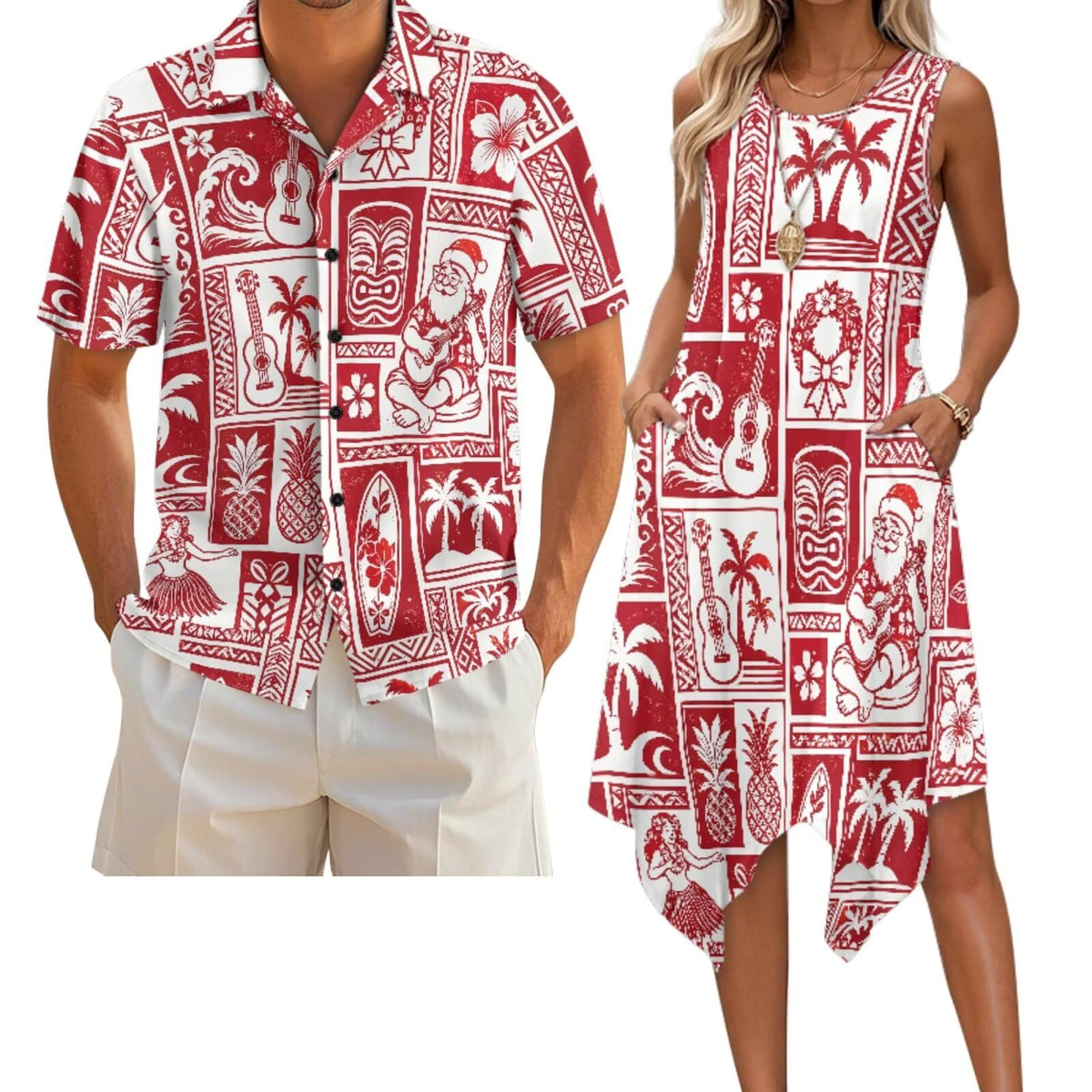 Belidome Couples Matching Outfits Husband and Wife Clothes Sleeveless Dress Button Down Short Sleeve Shirts