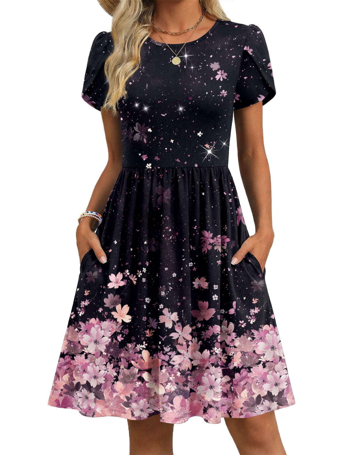 Zeagoo Women Summer Dress 2026 Short Sleeve Aline Mini Dresses with Pockets Casual Swing Tshirt Dress Vocation Beach Sundress