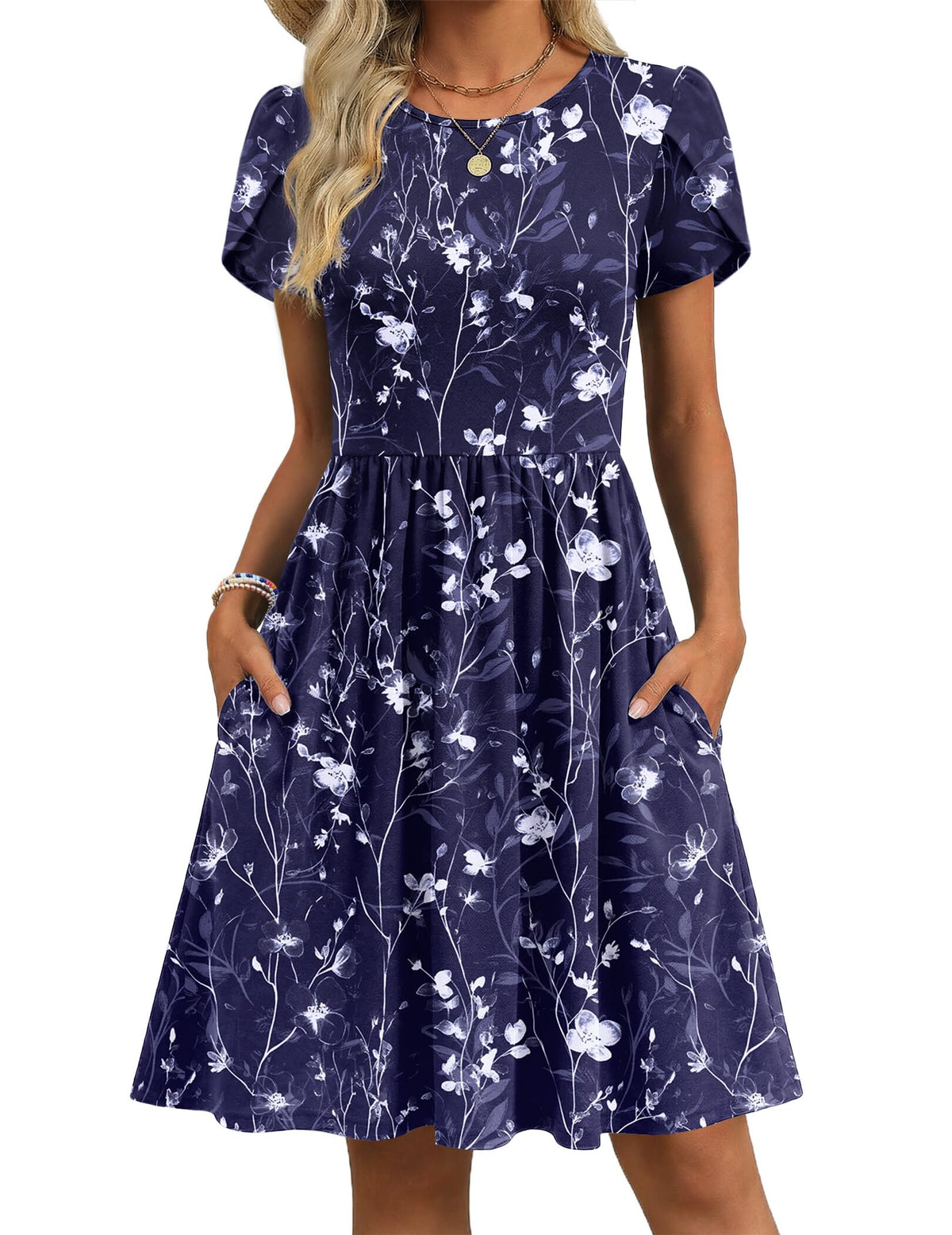 Zeagoo Women Summer Dress 2026 Short Sleeve Aline Mini Dresses with Pockets Casual Swing Tshirt Dress Vocation Beach Sundress