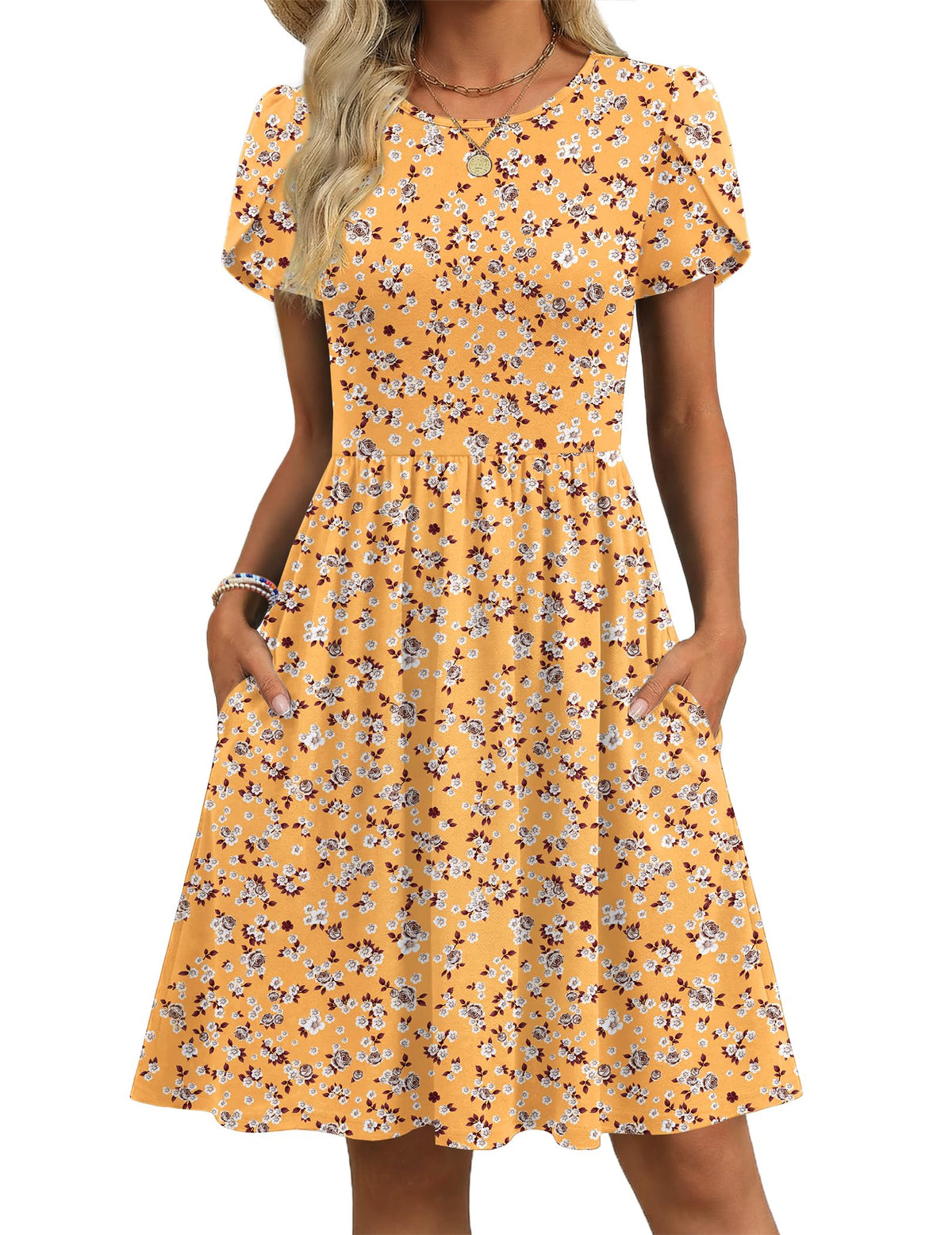 Zeagoo Women Summer Dress 2026 Short Sleeve Aline Mini Dresses with Pockets Casual Swing Tshirt Dress Vocation Beach Sundress