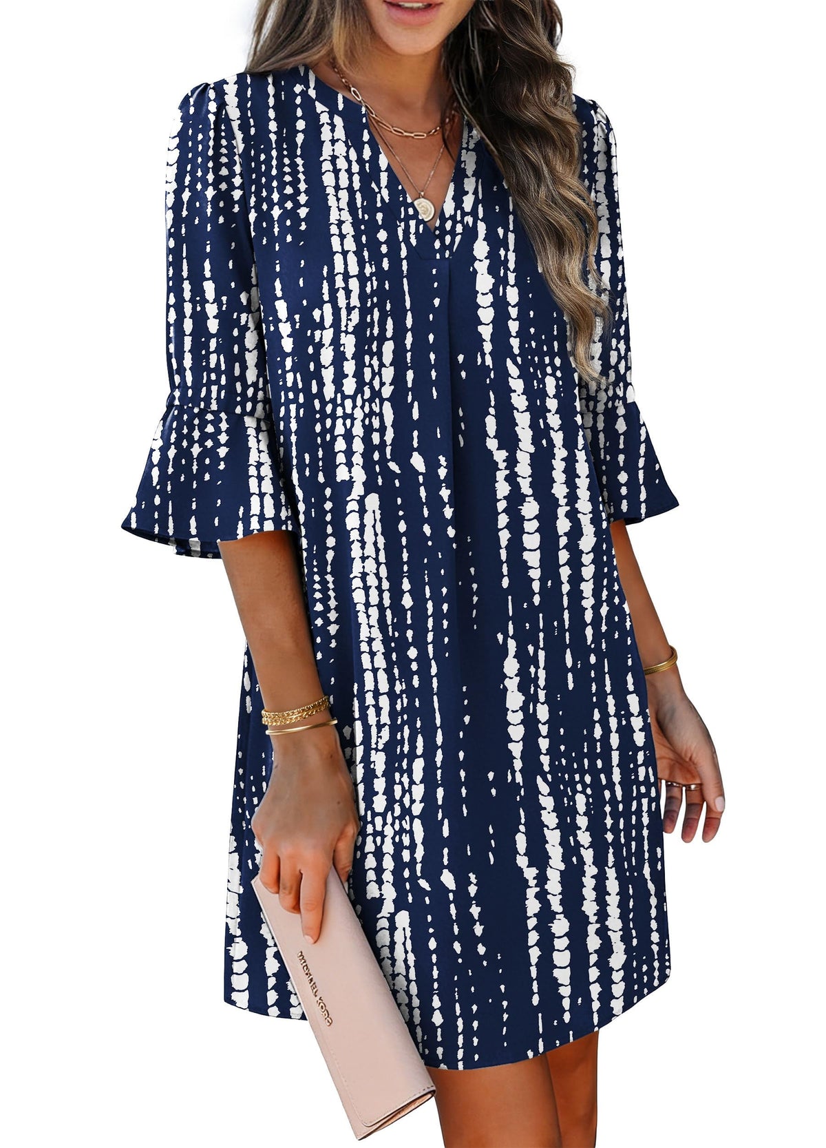 RUMIA Shift Dress for Women Ruffle Sleeve Loose Casual Dress