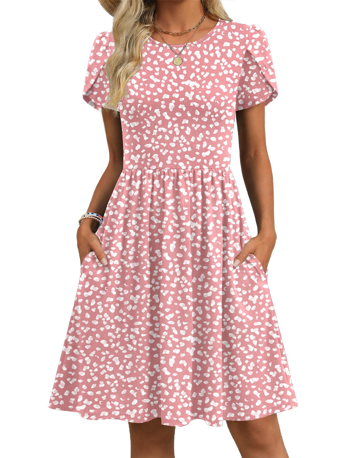 Zeagoo Women Summer Dress 2026 Short Sleeve Aline Mini Dresses with Pockets Casual Swing Tshirt Dress Vocation Beach Sundress