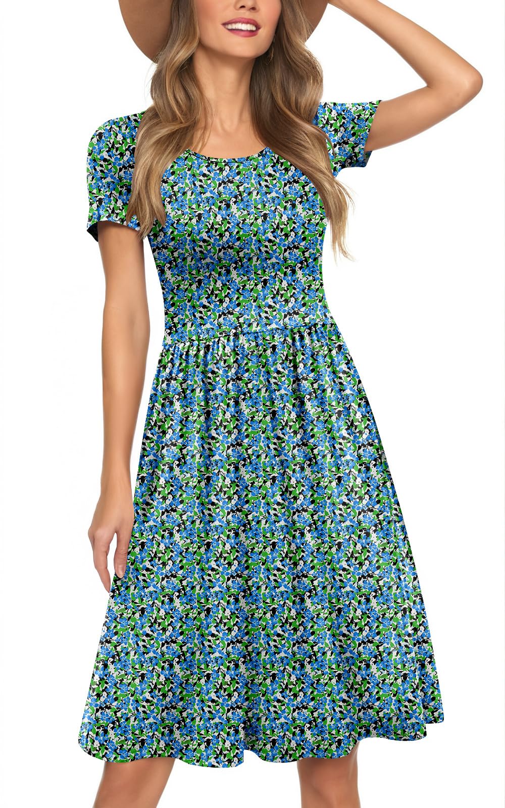 Womens Short Sleeve Empire Waist Dresses Casual Summer Dress