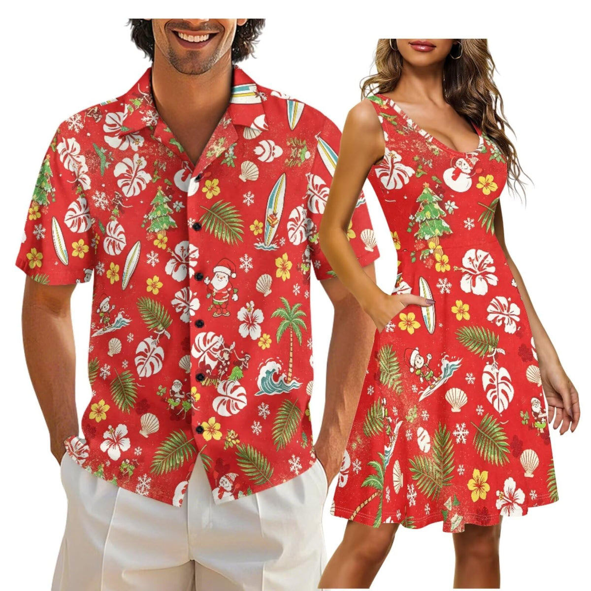 Cozeyat Independence Day Matching Outfits for Couples Mens Short Sleeve Button Down Shirts Womens Sleeveless Dress