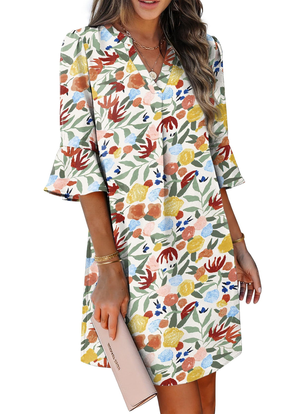 RUMIA Shift Dress for Women Ruffle Sleeve Loose Casual Dress