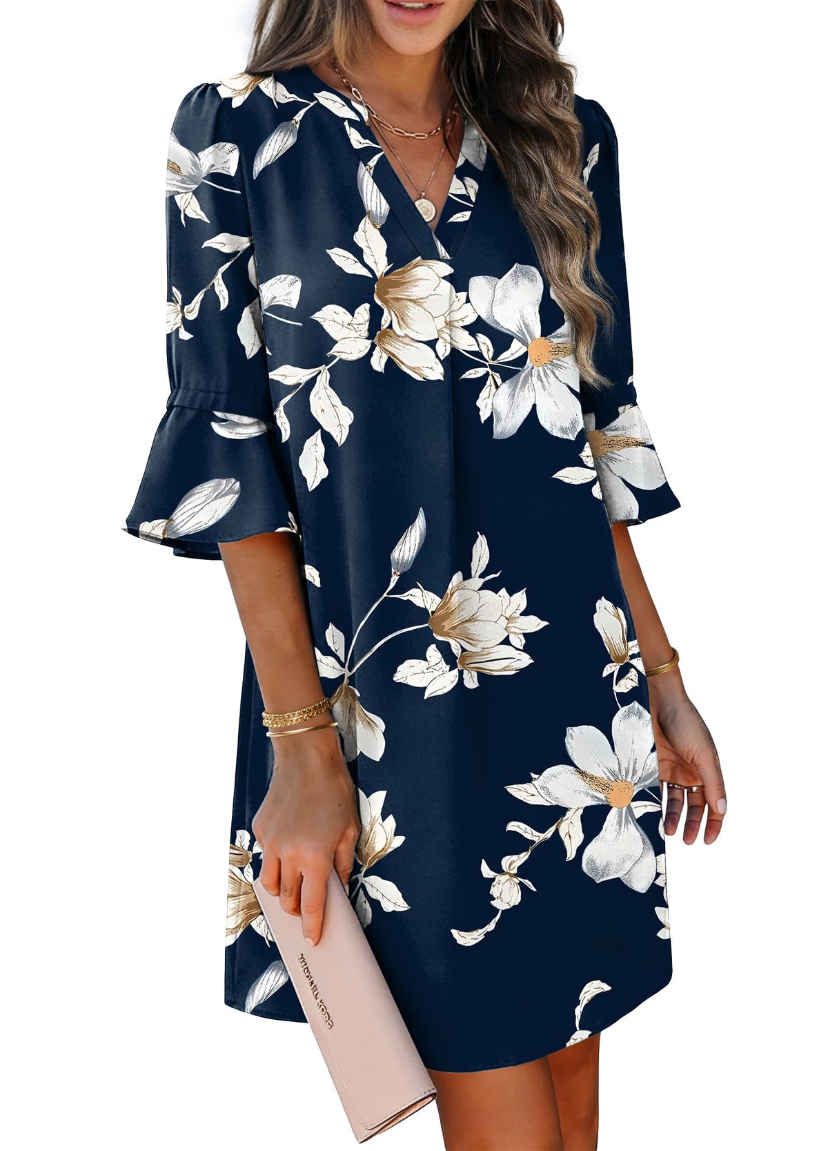 RUMIA Shift Dress for Women Ruffle Sleeve Loose Casual Dress