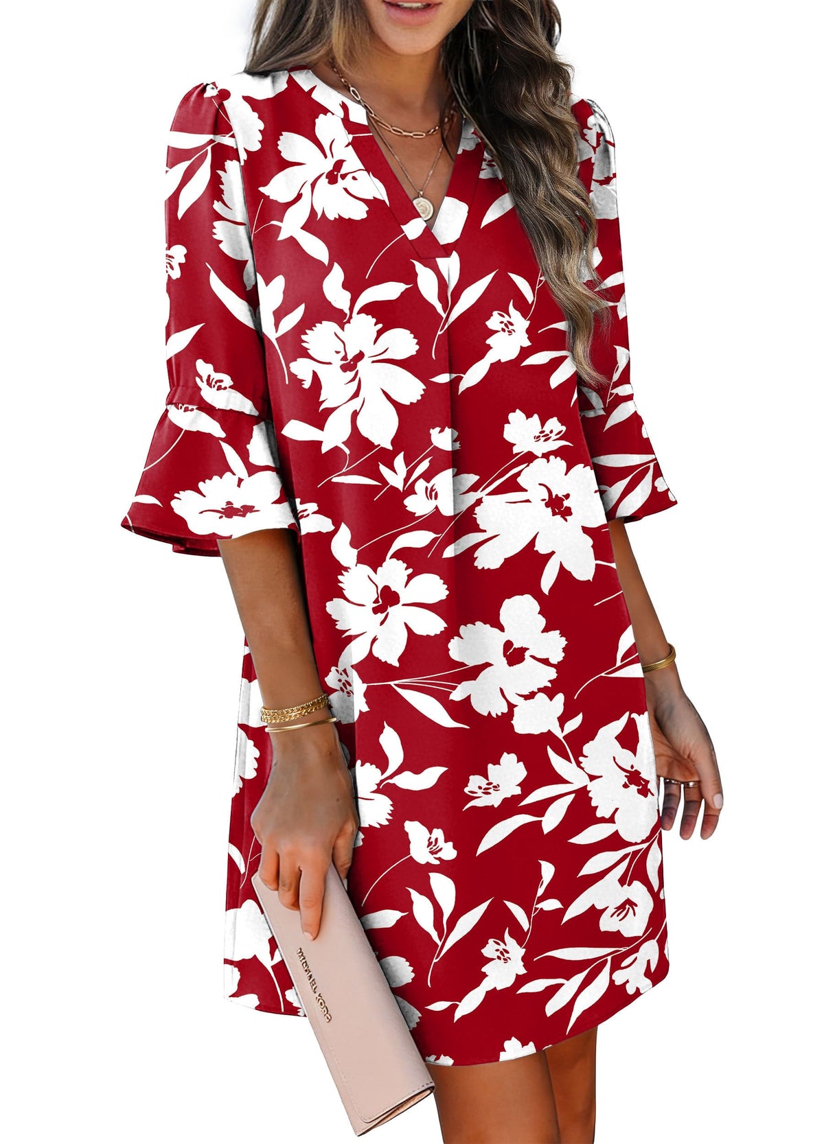 RUMIA Shift Dress for Women Ruffle Sleeve Loose Casual Dress