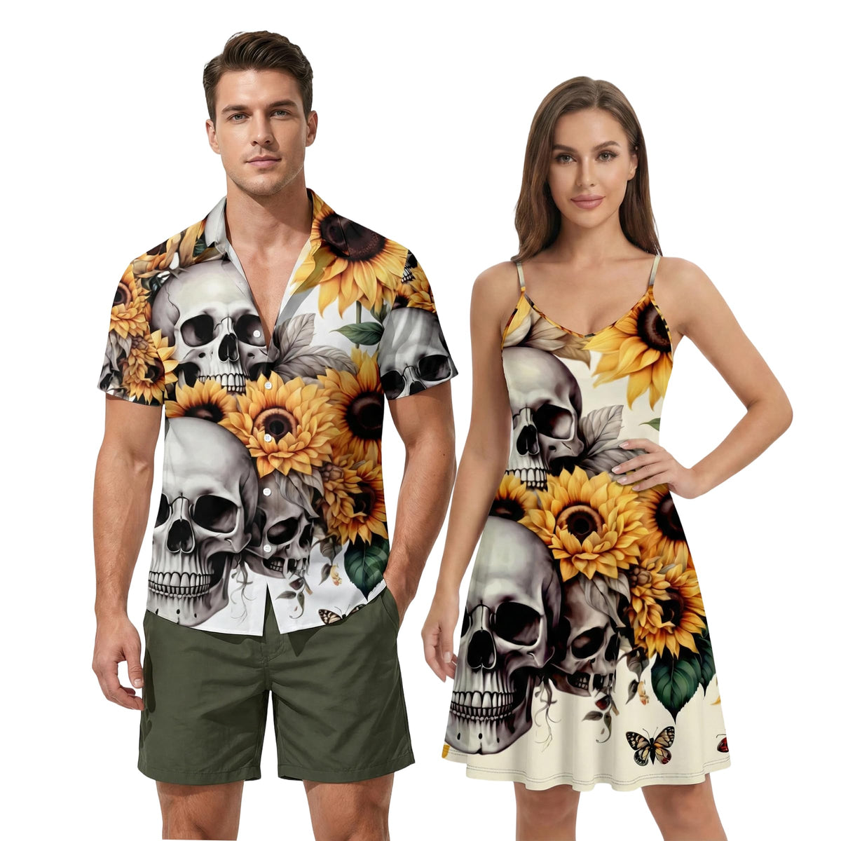 DRESSFO Couples Gothic Floral Outfit