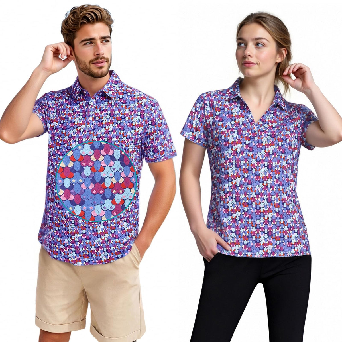 Matching Golf Shirts for Couples Funny Golf Polo Shirts for Men Women Crazy Fun Polo Shirts Couples Matching Outfits
